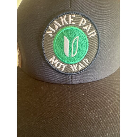Make Pay Not War Embroidered Navy & Gray Trucker Hat Adjustable Snapback - Picture 2 of 6